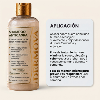 DERMOVA® - Shampoo Anticaspa, Seborrea y Picazón de Acción Dermatológica