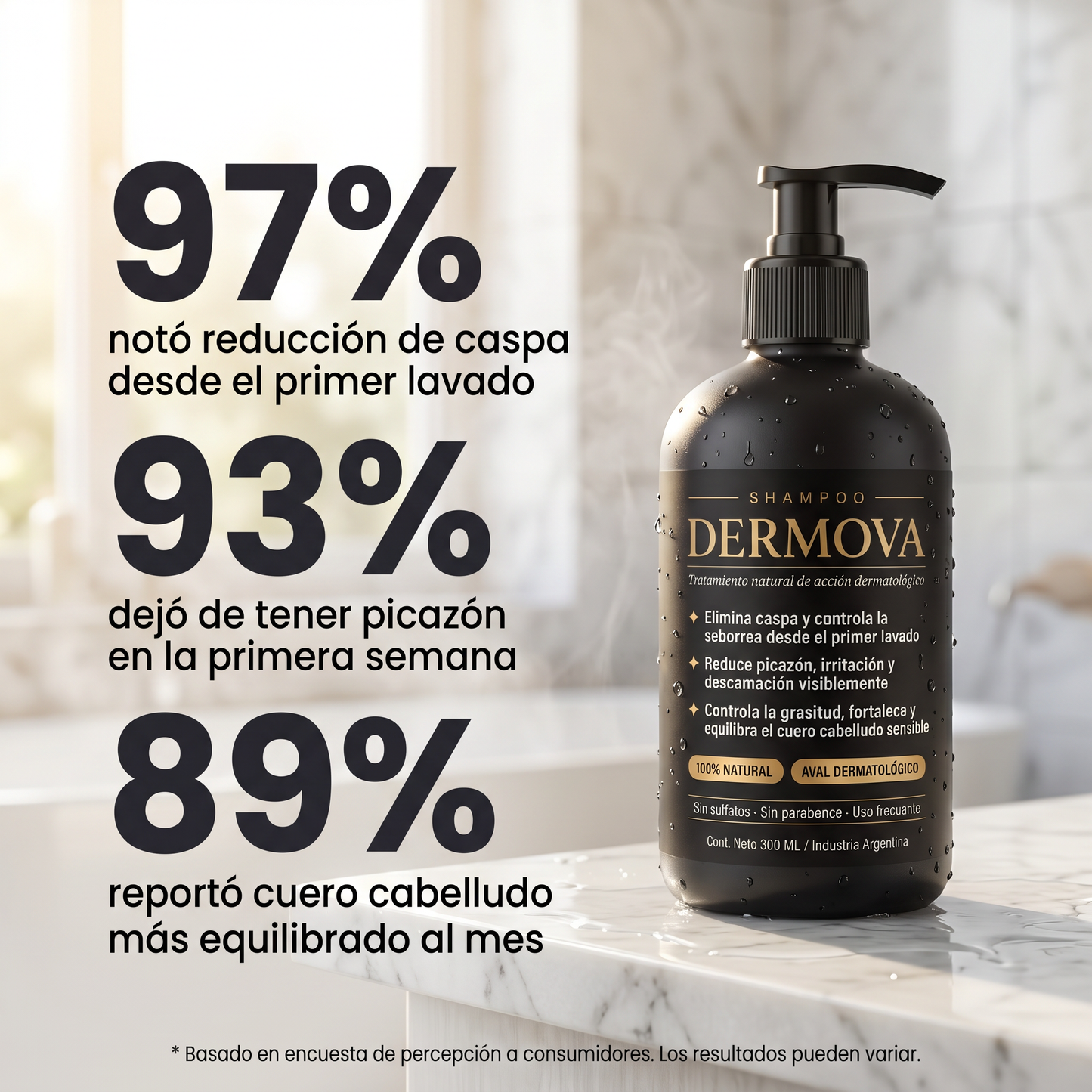 DERMOVA® - Shampoo Anticaspa, Seborrea y Picazón de Acción Dermatológica