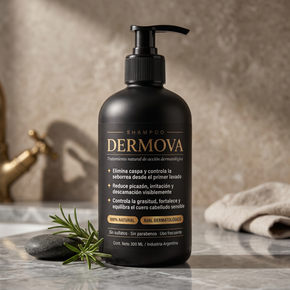 DERMOVA® - Shampoo Anticaspa, Seborrea y Picazón de Acción Dermatológica