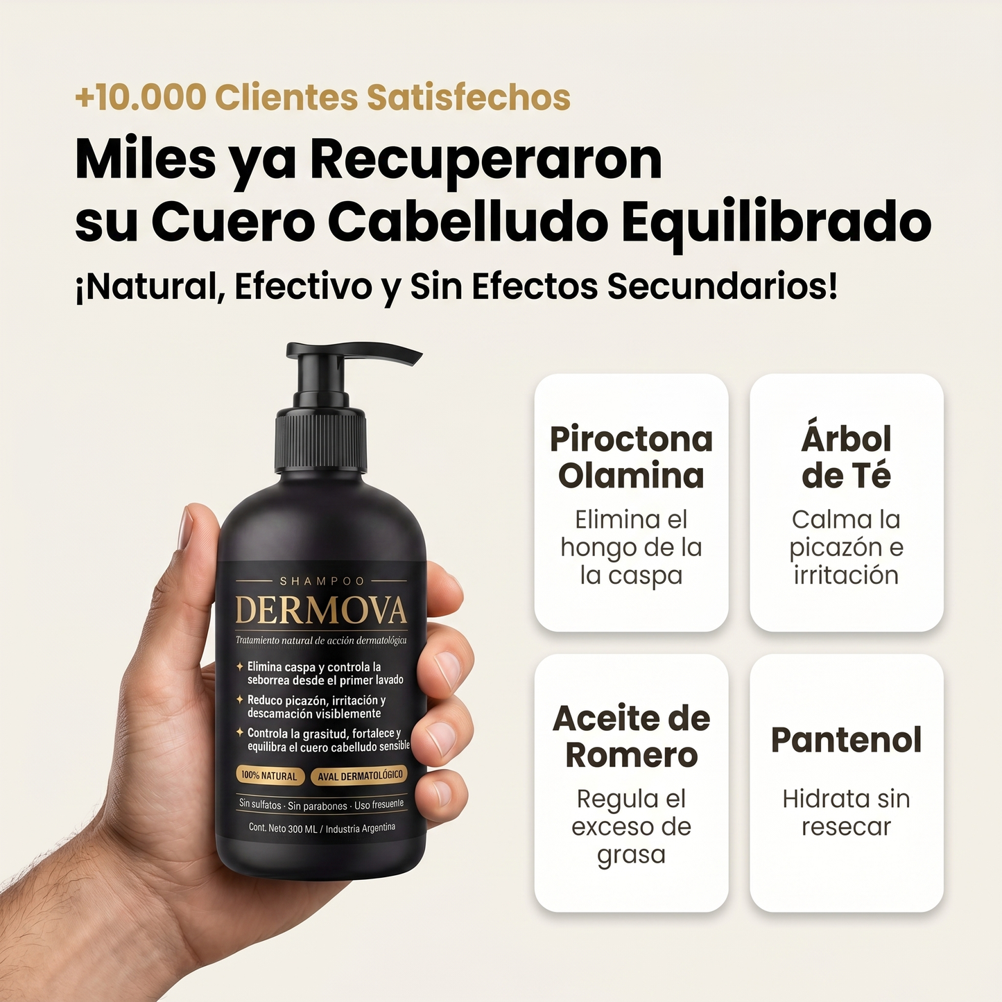 DERMOVA® - Shampoo Anticaspa, Seborrea y Picazón de Acción Dermatológica